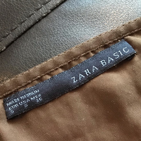 Zara Basic Brown Banded Blouson Top w/Pocket Small - Picture 5 of 5